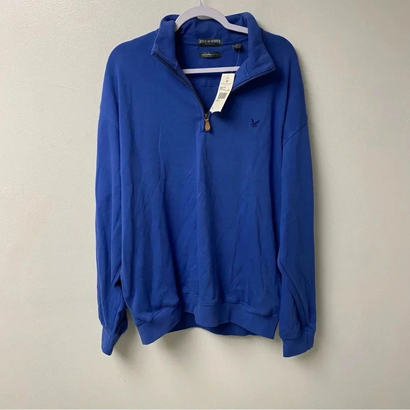 Lyle&Scott Quarter Zip‎ Sweater Pullover Blue Size XL NWT - Picture 1 of 5